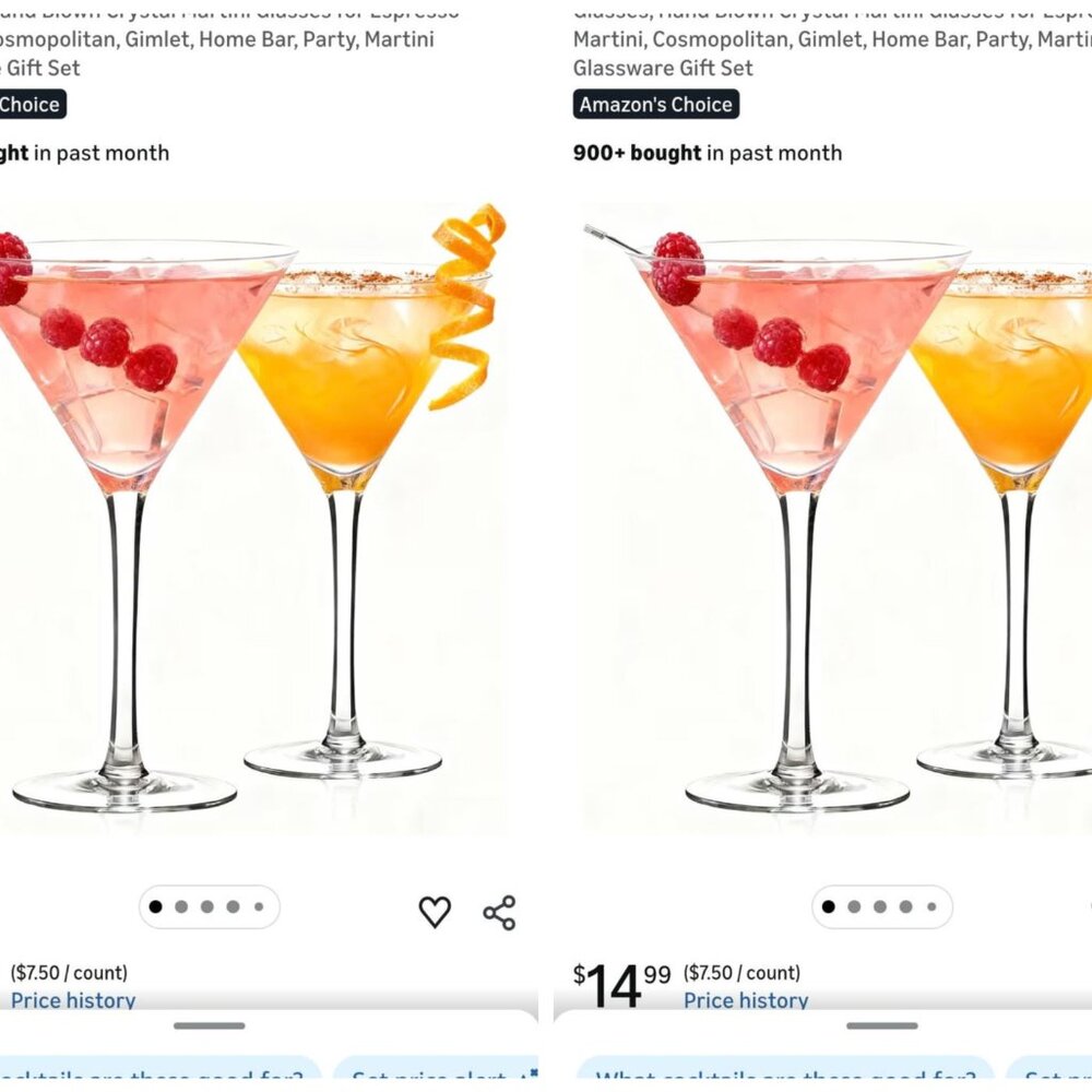 x4 Martini cosmo cocktail party glasses bar ware gift set